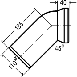 Alkūnė Viega WC pajungimui, 45°