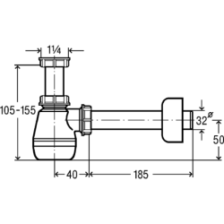 Bidė sifonas Viega su nusėsdintuvu, DN 32, be ventilio