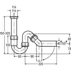 Plautuvės sifonas Viega, 45°, be ventilio, DN 50