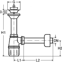 Plautuvės sifonas Viega, DN40, nerūdijantis plienas