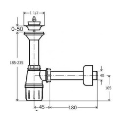 Plautuvės sifonas Viega, DN40, G 1 1/2"