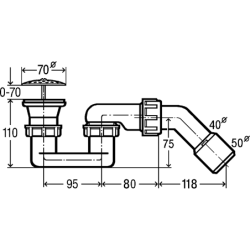 Dušo padėklo sifonas Viega, 45°, su ventiliu, DN 40/50