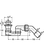 Dušo padėklo sifonas Viega, 45°, su ventiliu ir kamščiu