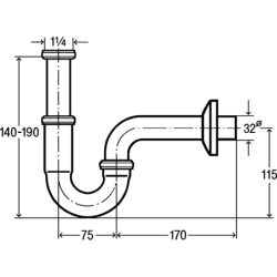 Praustuvo sifonas Viega, vamzdelinis, be ventilio, DN 32