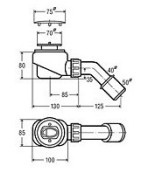 Sifonas Viega dušo padėklui, DN 40/50, 45°, su išimamu ventiliu