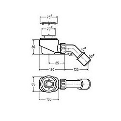 Sifonas Viega dušo padėklui, DN 40/50, 45°, su išimamu ventiliu