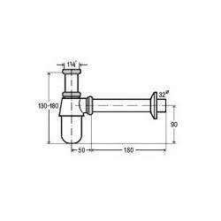 Praustuvo sifonas Viega, DN 32, su nusėsdintuvu ir ventiliu