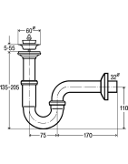 Praustuvo vamzdelinis sifonas Viega, su ventiliu, chromuotas