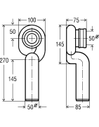 Pisuaro sifonas Viega, DN50, vertikaliu išbėgimu