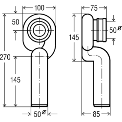 Pisuaro sifonas Viega, DN50, vertikaliu išbėgimu