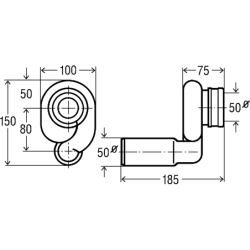 Pisuaro sifonas Viega, DN50, horizontaliu išbėgimu
