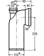 Alkūnė WC pajungimui Viega, 90°, balta