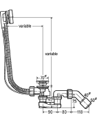 Vonios sifonas Viega, DN40/50, su reguliuojama perpylimo sistema