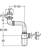 Praustuvo sifonas Viega, DN 32, chromuotas