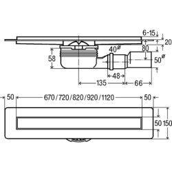 Dušo latakas Viega Advantix, 800 mm, su grotelėmis