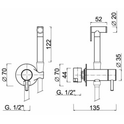 Potinkinis bidė maišytuvo komplektas Giulini SH25, chromas
