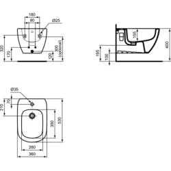 Bidė Ideal Standard Tesi, pakabinama