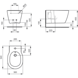 Bidė Ideal Standard Connect, pakabinama