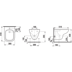 Bidė Deep By Jika, pakabinama, su 1 anga maišytuvui