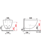 Bidė Jika Mio, pakabinama, su 1 anga maišytuvui