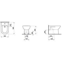 Bidė Laufen Pro, pastatoma, su 1 anga maišytuvui
