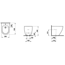 Bidė Laufen Pro, pastatoma, 1 anga maišytuvui, be šoninių angų