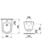 Bidė Laufen Pro, pakabinama, 1 anga maišytuvui, be šoninių angų