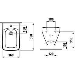 Bidė Laufen Palace, pakabinama, 1 anga maišytuvui