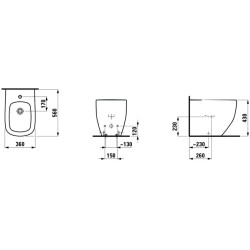 Bidė Laufen Palomba, pastatoma, 1 anga maišytuvui