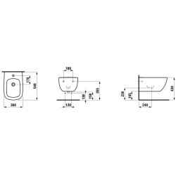 Bidė Laufen Palomba, pakabinama, 1 anga maišytuvui
