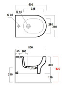 Bidė Olympia Clear, pakabinama, baltos spalvos