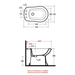 Bidė Olympia Impero, pastatoma, baltos spalvos