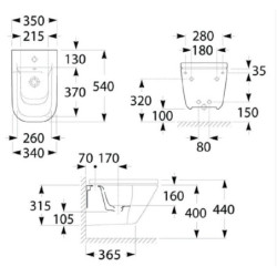 Bidė Roca The Gap, pakabinama, baltos spalvos