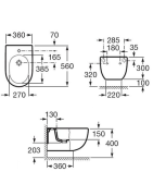 Bidė Roca Meridian, pakabinama, baltos spalvos