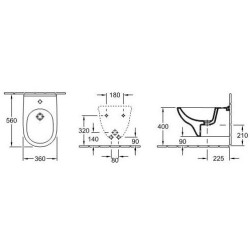 Bidė Villeroy&Boch O.Novo, pakabinama, su skyle maišytuvui