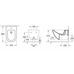 Bidė Villeroy&Boch Subway 2.0, pakabinama, baltos spalvos