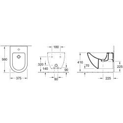 Bidė Villeroy&Boch Subway, pakabinama, baltos spalvos