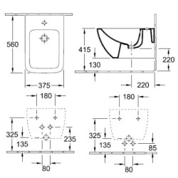 Bidė Villeroy&Boch Legato, pakabinama, balta