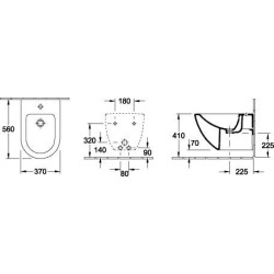 Bidė Villeroy&Boch Subway, pakabinama, su CeramicPlus danga