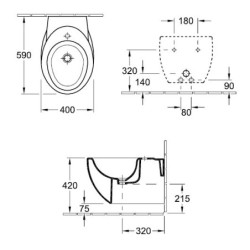 Bidė Villeroy&Boch Aveo, pakabinama, su CeramicPlus danga