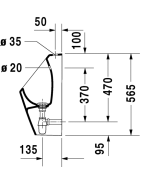 Pisuaras Duravit D-Code, išoriniu vandens įvadu, su sifonu