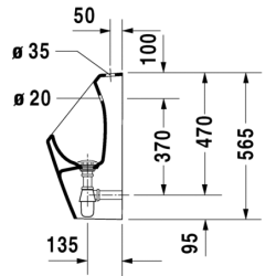 Pisuaras Duravit D-Code, išoriniu vandens įvadu, su sifonu