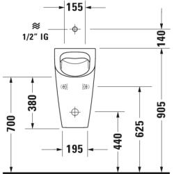 Pisuaras Duravit Me By Starck Rimless, išoriniu vandens įvadu