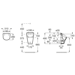Pisuaras Roca Nexo, vidiniu pajungimu, su dangčiu