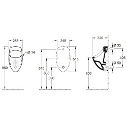 Pisuaras Villeroy&Boch O.Novo, vidiniu vandens įvadu