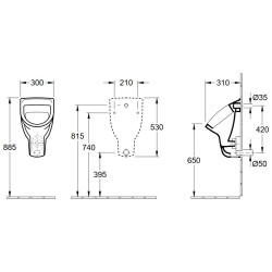 Pisuaras Villeroy&Boch O.Novo, vidiniu vandens įvadu
