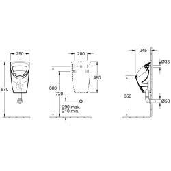 Pisuaras Villeroy&Boch O.Novo, paslėptu vandens įvadu