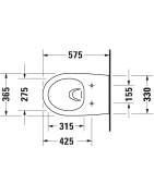 Pakabinamas unitazas Duravit Architec Rimless, be dangčio