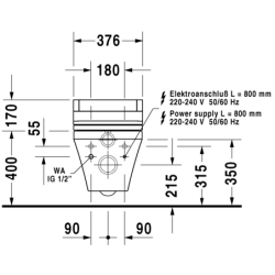 Pakabinamas unitazas Duravit DuraStyle, SensoWash dangčiui