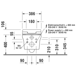 Pakabinamas unitazas Duravit P3 Comforts, SensoWash dangčiui
